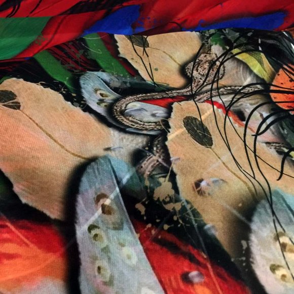 Scarlet McCaw Tropical Wings Chiffon Oversized Square Scarf Shawl - Picture 13 of 16